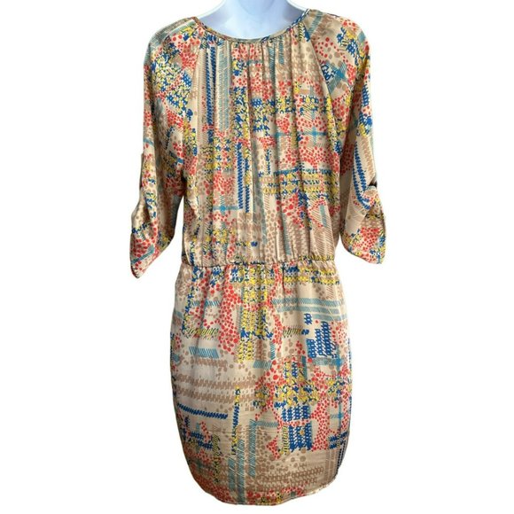 Anthropologie Collective Concepts Women's Tan Abstract Print Dress Size Medium - Picture 4 of 5